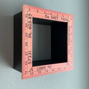 Handmade Yardstick Folk Art Square Box Wooden Display Wall Shelf